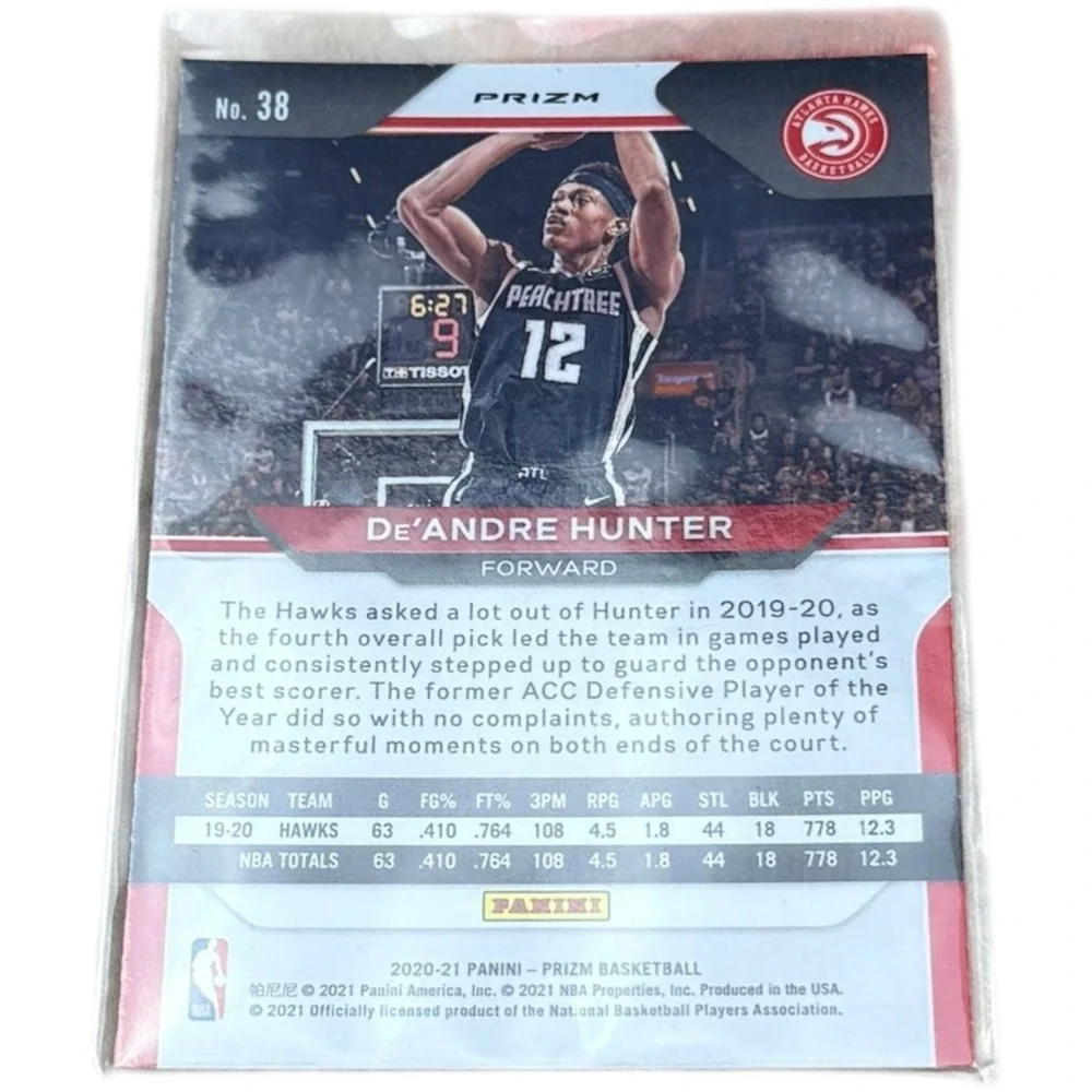 2020-21 Panini Prizm Basketball De'Andre Hunter Silver Prizm #38 Atlanta‎ Hawks